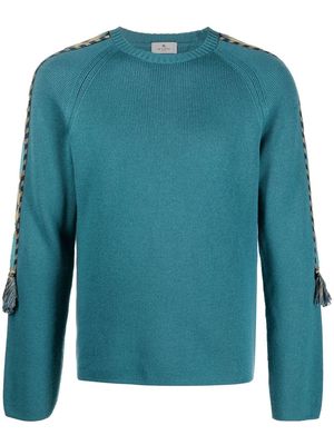 ETRO tassel-detail ribbed-knit jumper - Blue