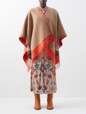Etro - Tasselled Wool-blend Shawl - Womens - Beige Multi