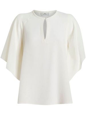 ETRO teardrop-neckline detail blouse - White