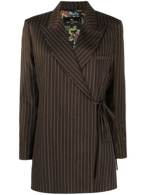 ETRO tie-fastening pinstripe blazer - Brown