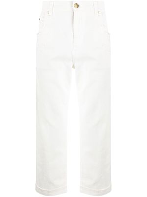 ETRO tonal-embroidered cotton trousers - White