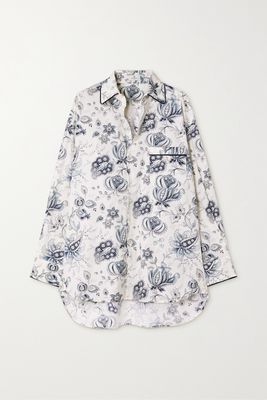 Etro - Tuiga Floral-print Cotton-blend Poplin Shirt - Blue
