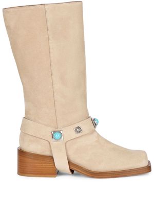 ETRO turquoise-stone embellished boots - Neutrals