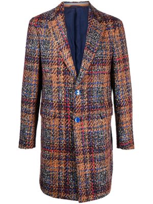 ETRO tweed check single-breasted coat - Brown