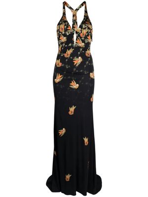 ETRO V-neck sleeveless gown dress - 1 BLACK