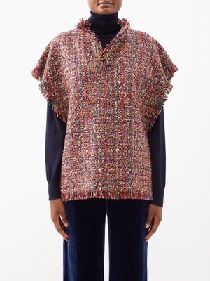 Etro - V-neckline Fringed Poncho - Womens - Multi