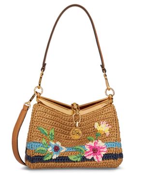 ETRO Vela floral-embroidered crossbody bag - Neutrals