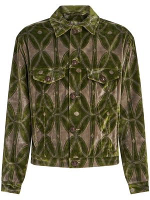 ETRO velvet-effect jacquard jacket - Green