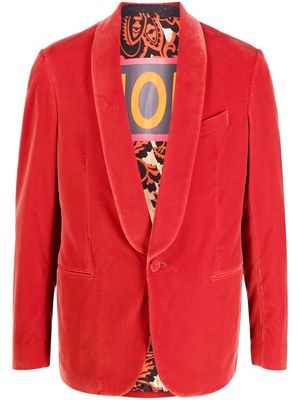 ETRO velvet-effect single-breasted jacket - Red