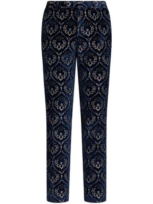 ETRO velvet jacquard slim-cut trousers - Blue