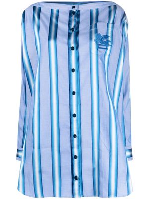 ETRO vertical-stripe long-sleeve shirt dress - Blue