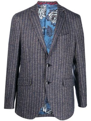 ETRO vertical stripe wool-blend blazer - Blue