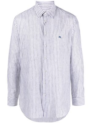 ETRO verticle-stripe pattern linen shirt - White