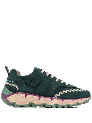 ETRO whipstitch-detail suede sneakers - Green