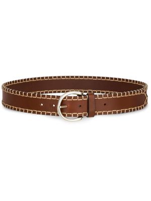 ETRO whipstitch-trim leather belt - Brown