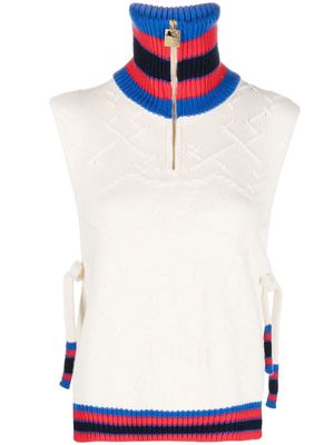 ETRO zip-up knitted vest - White
