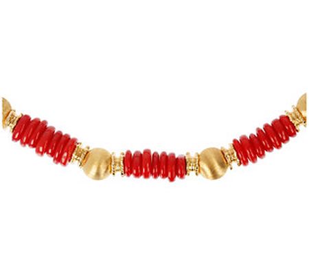 Etrusca Silver Bamboo Coral 18" Necklace with M agnetic Closure