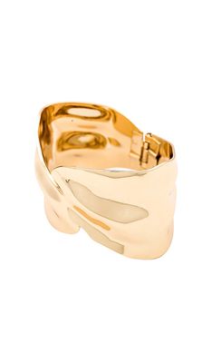 Ettika Abstract Textured Cuff Bracelet in Metallic Gold.