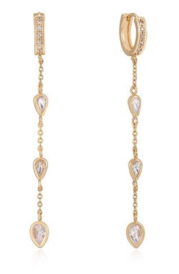 Ettika Bezel Hoop Linear Drop Earrings in Gold
