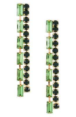 Ettika Crystal Linear Drop Earrings in Green