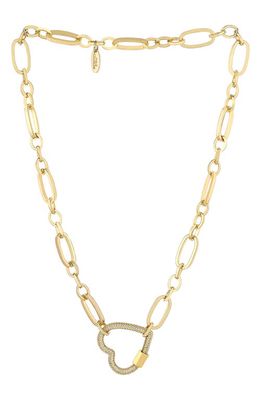 Ettika Crystal Pavé Heart Clasp Necklace in Gold