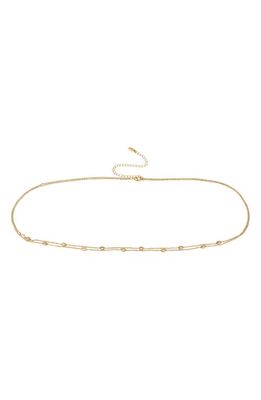 Ettika Cubic Zirconia Station Layered Belly Chain in Gold