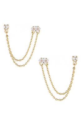 Ettika Double Piercing Chain Drop Earrings in Gold