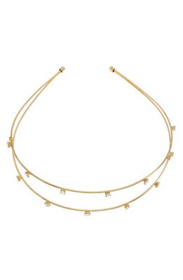 Ettika Double-Row Wire & Crystal Headband in Gold
