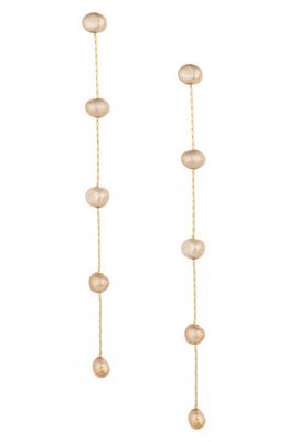 Ettika Dripping Freshwater Pearl Linear Drop Earrings in Champagne