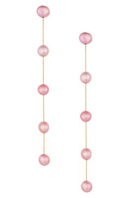 Ettika Dripping Freshwater Pearl Linear Drop Earrings in Pink