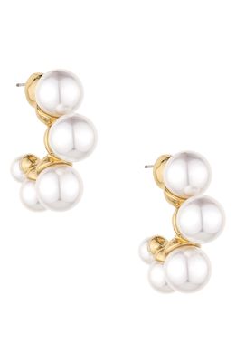Ettika Five-Point Imitation Pearl Huggie Hoop Earrings in Gold
