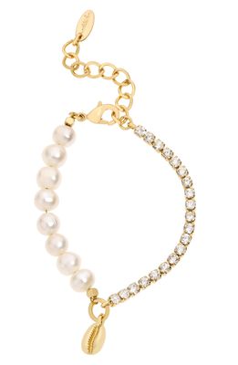 Ettika Genuine Pearl & Shell Bracelet in Gold