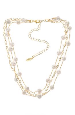 Ettika Imitation Pearl & Cubic Zirconia Layered Necklace in Gold