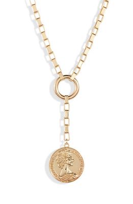 Ettika Large Coin Lariat Necklace in Gold