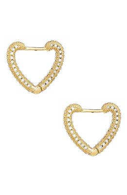 Ettika Pavé Heart Huggie Earrings in Gold