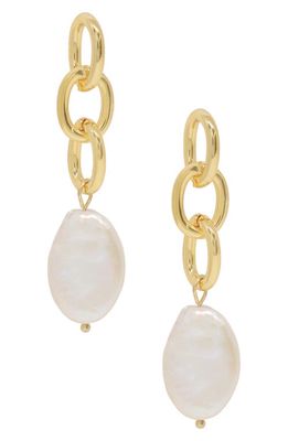Ettika Pearl & Chain Drop Earrings in Gold