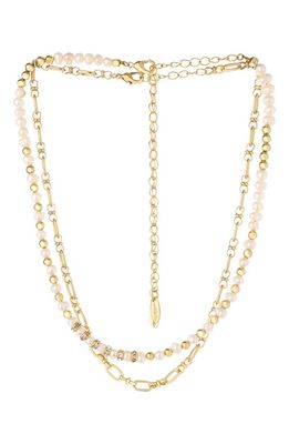 Ettika Set of 2 Freshwater Pearl and Chain Necklaces in Gold