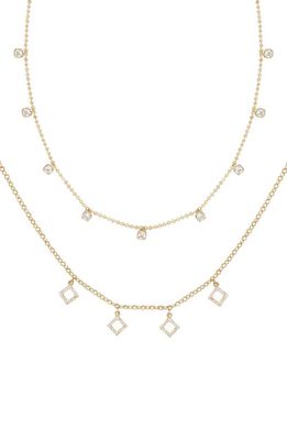 Ettika Set of 2 Geometric Crystal Charm Necklaces in Gold