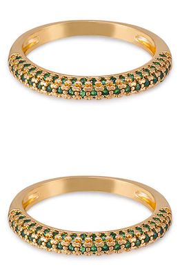 Ettika Simple Sparkle Set of 2 Rings in Green