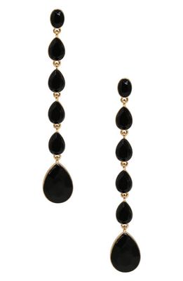 Ettika Teardrop Crystal Linear Earrings in Black