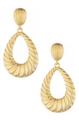 Ettika Teardrop Wave Drop Earrings in Gold