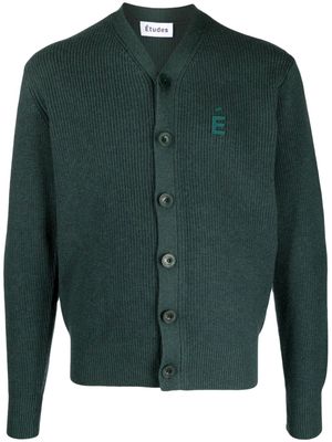 Etudes Boris logo-patch cardigan - Green