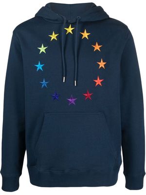 Etudes circular-embroidered cotton hoodie - Blue