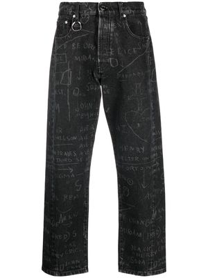 Etudes Corner sketch-style-print jeans - Black
