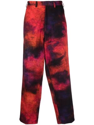 Etudes cropped tie-dye print trousers - Red