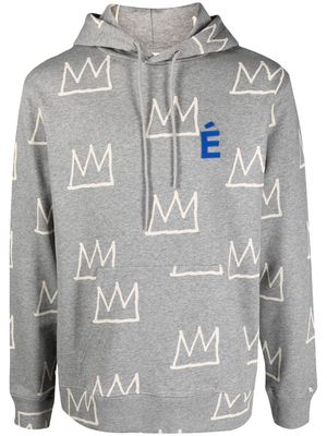 Etudes crown-print logo-patch hoodie - Grey