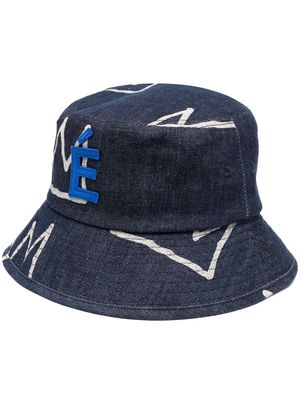 Etudes crown-print organic-cotton bucket hat - Blue