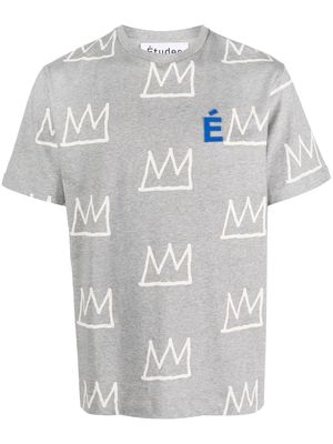 Etudes crown-print organic cotton T-shirt - Grey