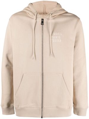 Etudes embroidered-logo organic cotton hoodie - Neutrals