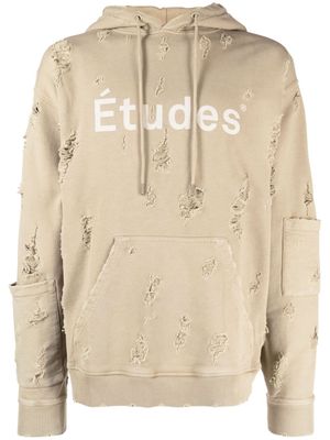 Etudes Ensemble distressed-effect hoodie - Brown
